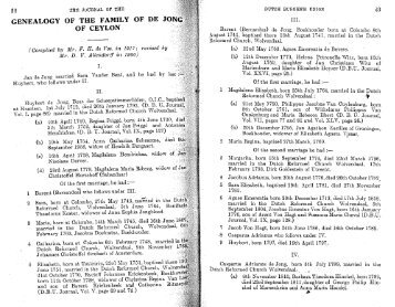 genealogy of the family of de jong - Dutch Burgher Union of Ceylon