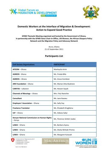 Participants List - Global Forum on Migration and Development ...