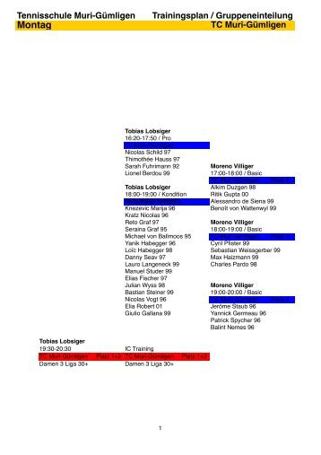 Montag - TC Muri-Gümligen