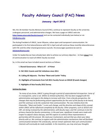 FAC newsletter may 2012 - UMUC