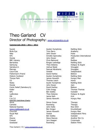 Theo Garland CV - Wizzo & Co