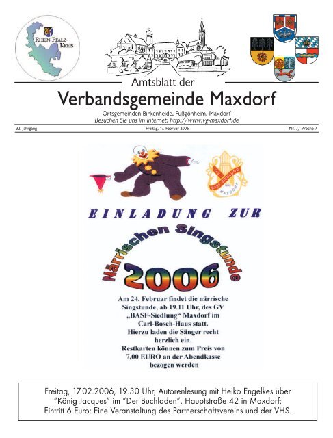 Amtsblatt Nr 7 vom 17 Februar 2006 - Verbandsgemeinde Maxdorf