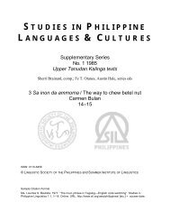 STUDIES IN PHILIPPINE LANGUAGES & CULTURES