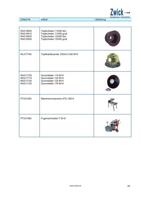 Download Zwick Katalog Bauwerkzeuge . Bauzubehör