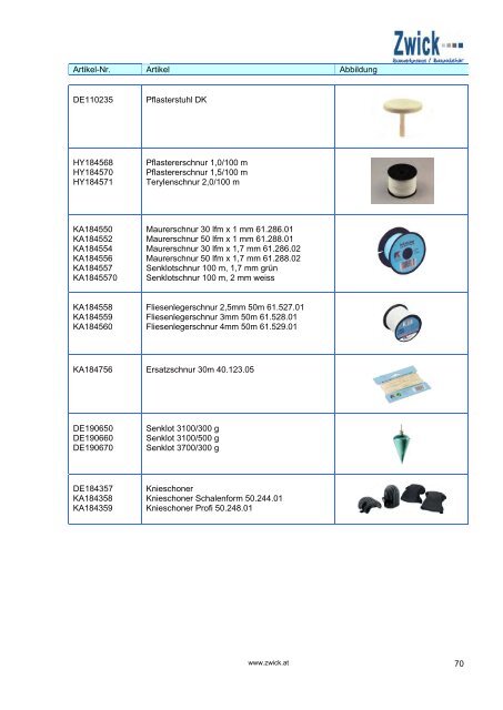 Download Zwick Katalog Bauwerkzeuge . Bauzubehör