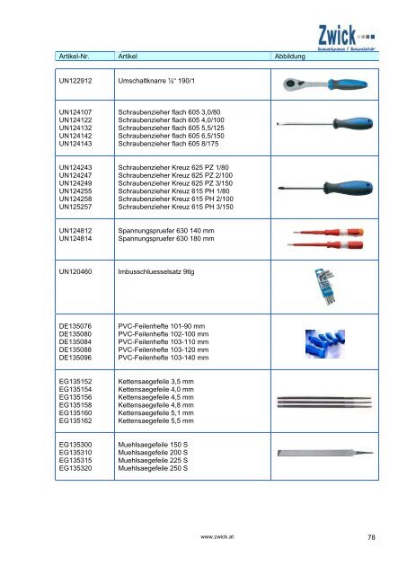 Download Zwick Katalog Bauwerkzeuge . Bauzubehör