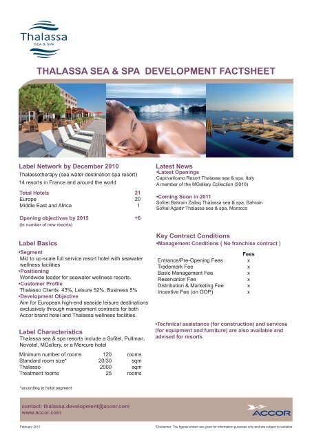 THALASSA SEA & SPA DEVELOPMENT FACTSHEET - Accor
