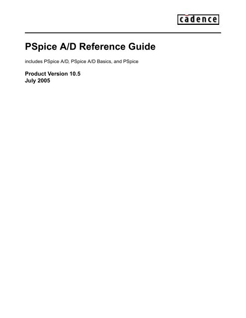 Pspice A D Reference Guide Wictronic