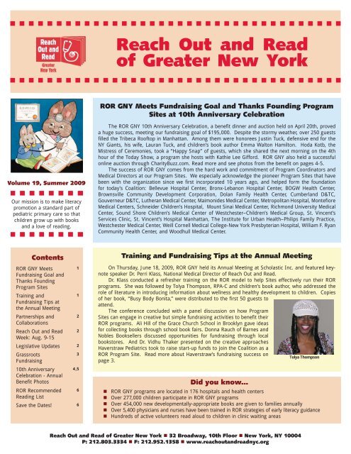 Newsletter Reach Out And Read Of Greater New York