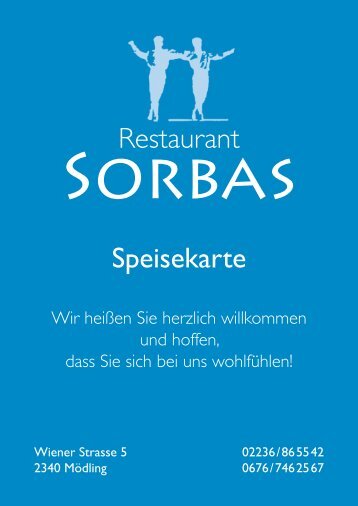 Restaurant Speisekarte - Restaurant Sorbas