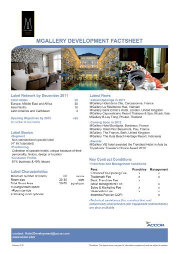 mgallery development factsheet - Accor