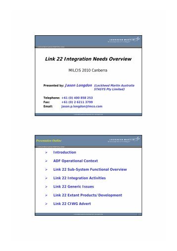 Link 22 Integration Needs Overview - MilCIS