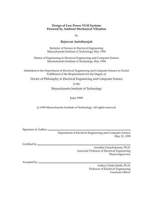 Design of Low Power VLSI Systems Powered by Ambient