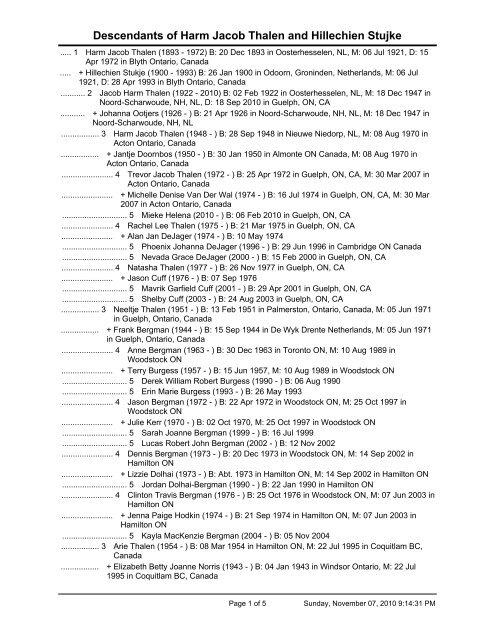 Outline Descendant Report - page