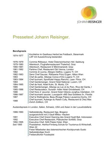 Biographie lang - Johann Reisinger