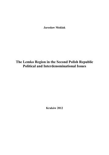 The Lemko Region in the Second Polish Republic Political and ...