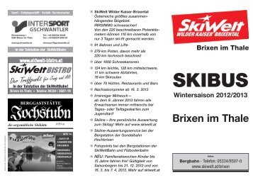 Skibus Fahrplan Brixen im Thale - SkiWelt Wilder Kaiser- Brixental