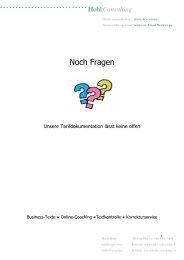 Tarifdokumentation 2012 - Hohl Consulting Hohl Consulting