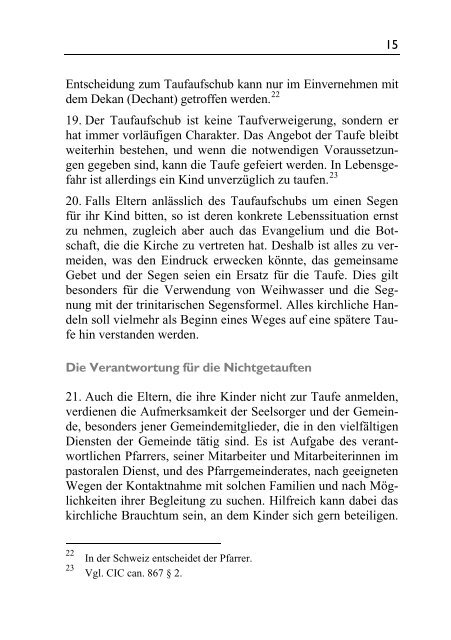 Die Feier der Kindertaufe. Pastorale Einführung - Deutsches ...