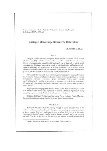 Çöküşten Mütarekeye Osmanlı'da Haberalma - Ankara Üniversitesi ...