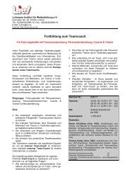 Fortbildung zum Teamcoach - LIW