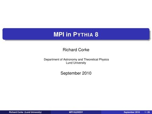 MPI in Pythia 8