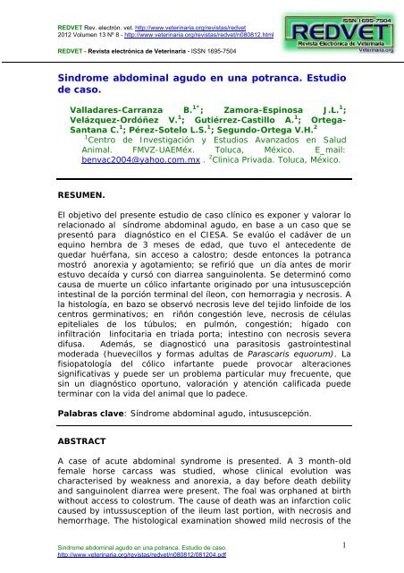 Sindrome abdominal agudo en una potranca. Estudio de caso.