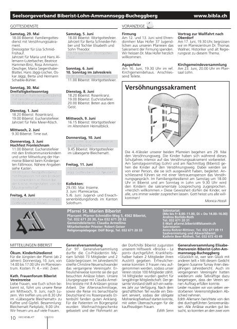 30. Mai bis 12. Juni 2010 - Kirchenblatt