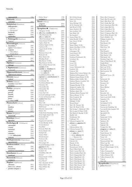 The RHS Plant Finder 2012 - 2013 Plants with year last listed