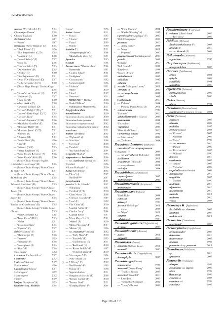 The RHS Plant Finder 2012 - 2013 Plants with year last listed