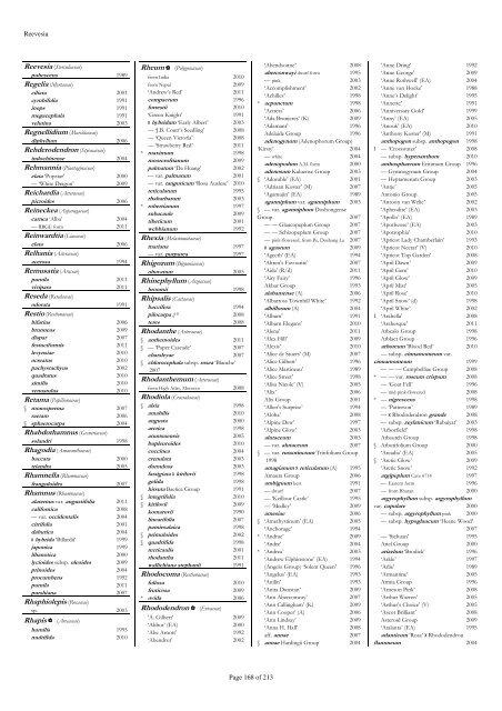 The RHS Plant Finder 2012 - 2013 Plants with year last listed