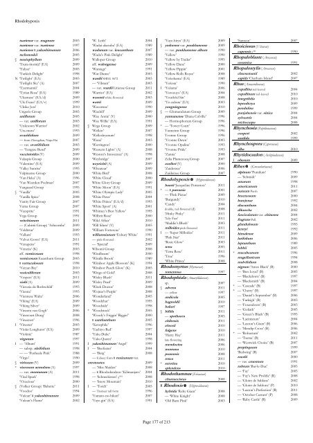 The RHS Plant Finder 2012 - 2013 Plants with year last listed