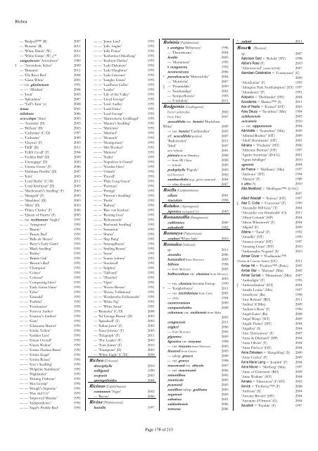 The RHS Plant Finder 2012 - 2013 Plants with year last listed