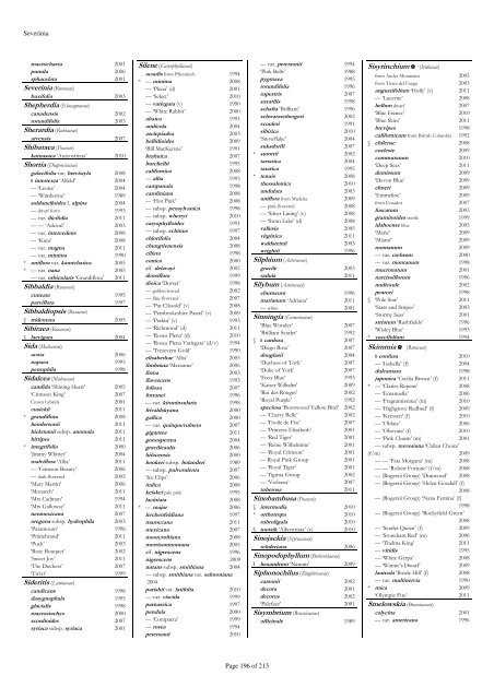 The RHS Plant Finder 2012 - 2013 Plants with year last listed