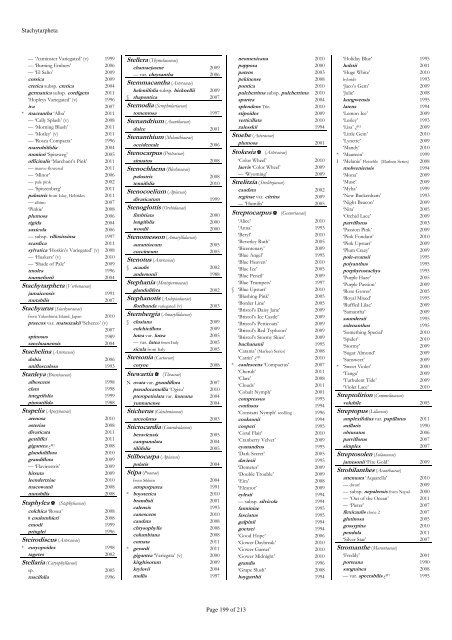 The RHS Plant Finder 2012 - 2013 Plants with year last listed