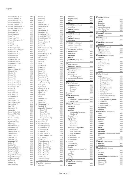 The RHS Plant Finder 2012 - 2013 Plants with year last listed