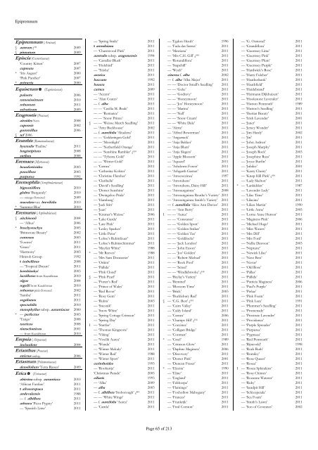 The RHS Plant Finder 2012 - 2013 Plants with year last listed