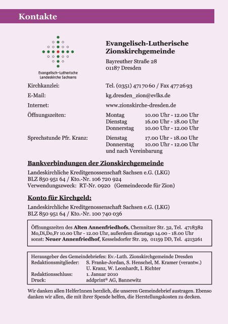 Gemeindebrief - Ev.-luth. Zionskirche Dresden