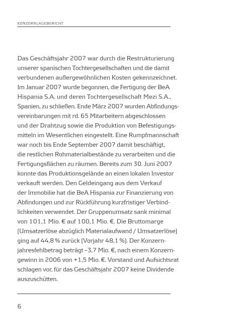 GESCHÄFTSBERICHT 2007 - BeA