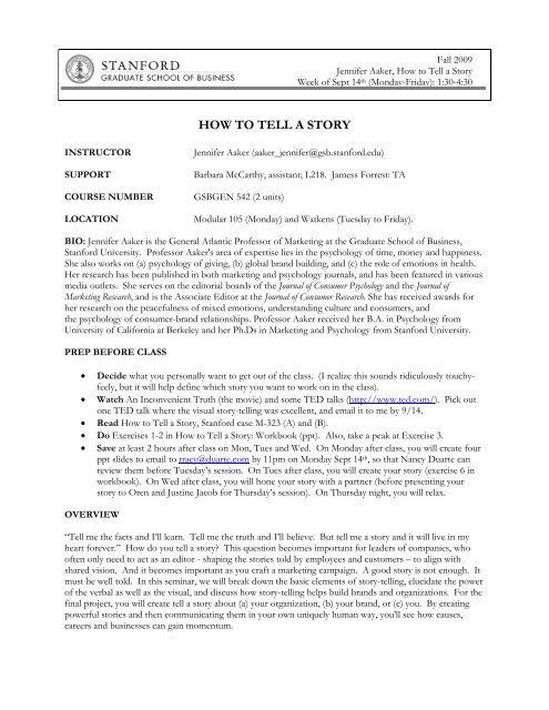 HOW TO TELL A STORY - Stanford University