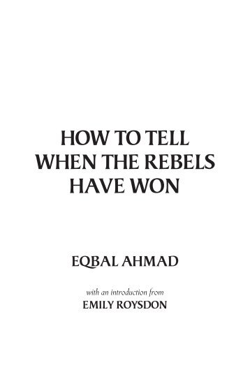 HOW TO TELL WHEN THE REBELS HAVE WON - Emily Roysdon