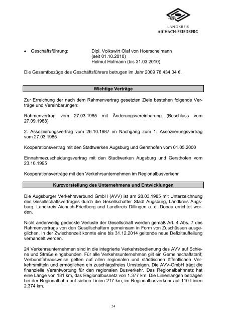 9. Beteiligungsbericht - Landkreis Aichach Friedberg
