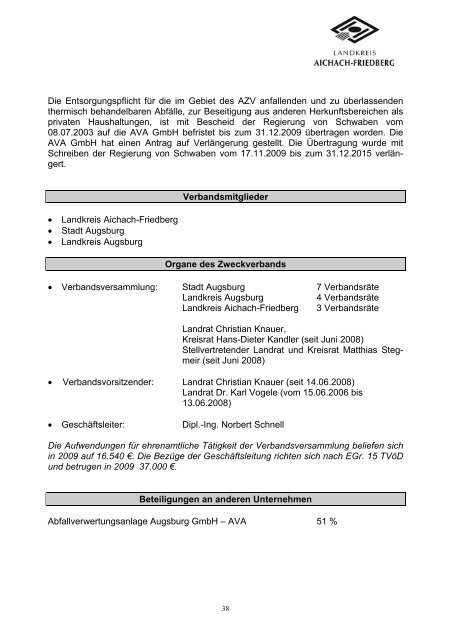 9. Beteiligungsbericht - Landkreis Aichach Friedberg