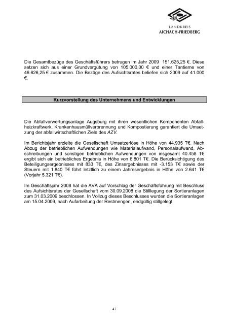 9. Beteiligungsbericht - Landkreis Aichach Friedberg