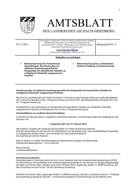 AMTSBLATT - Landkreis Aichach Friedberg