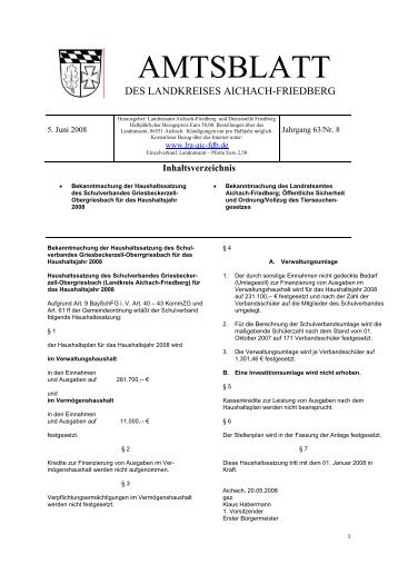 AMTSBLATT - Landkreis Aichach Friedberg