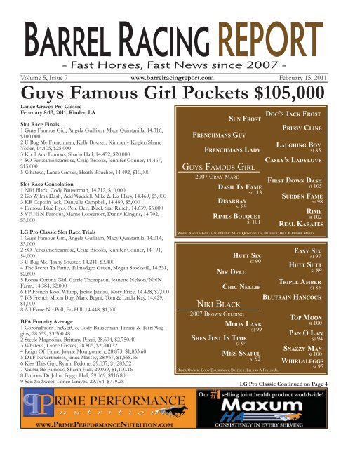 Guys Famous Girl Pockets $105,000 - Barrel Racing Report