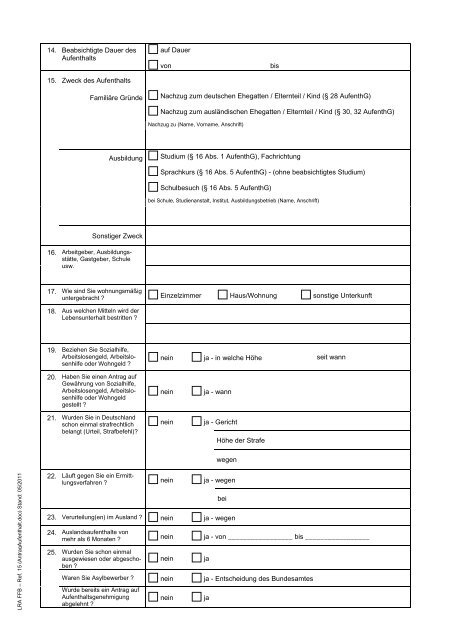 Antrag Auf Verlängerung Des Aufenthaltstitels LRA FFB – Ref. 15