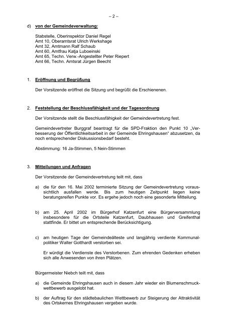 Protokollarchiv 14WP - Ehringshausen