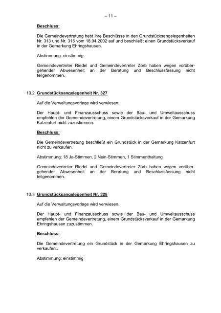 Protokollarchiv 14WP - Ehringshausen